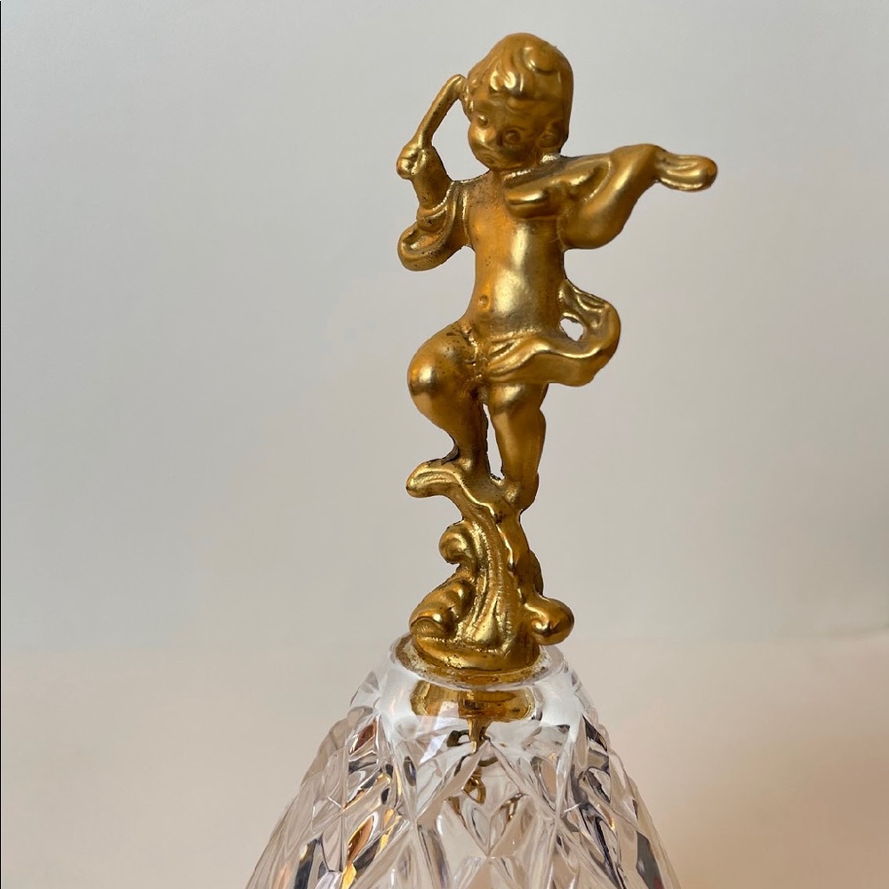 Vintage Crystal glass Dinner Bell with Brass